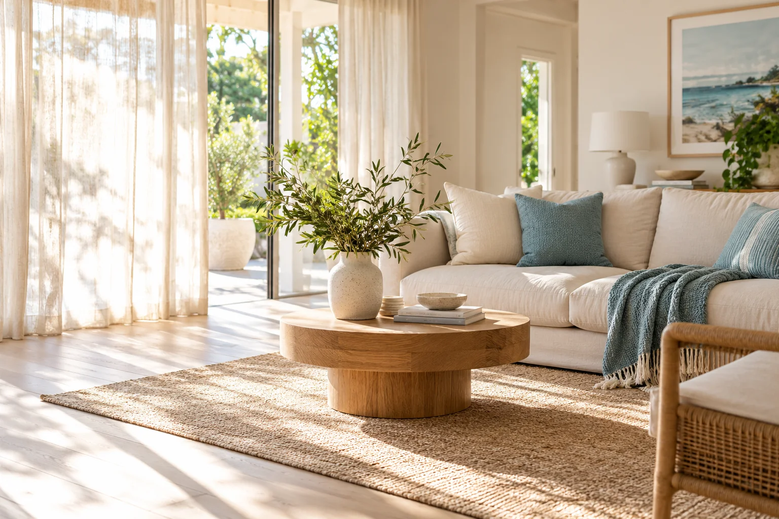 A sunlit, freshly cared-for living room